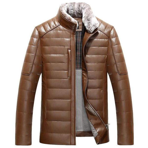 men's fur & faux 1309 men winter leather jacket short slim mink collar man down coat thick jackat clothes, Black
men's fur & faux 1309 men winter leather jacket short slim mink collar man down coat thick jackat clothes, Black
