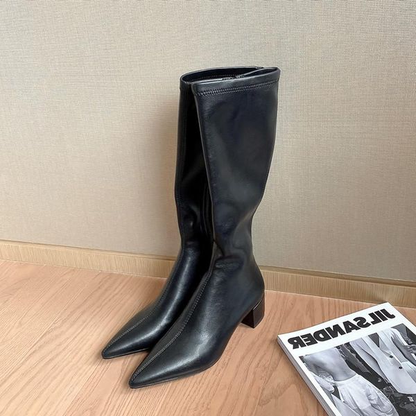 sklfgxzy new style genuine leather women's boots the knee boots stretch pointy european brand women's shoes, Black
sklfgxzy new style genuine leather women's boots the knee boots stretch pointy european brand women's shoes, Black