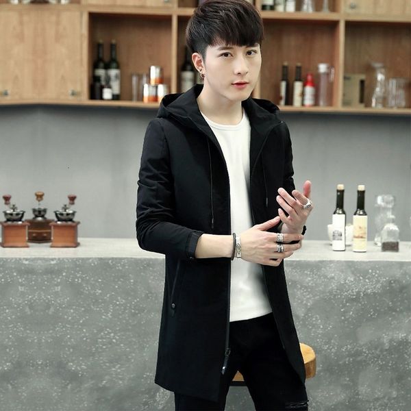 autumn new men's handsome slim mid long hooded windbreaker korean fashion casual solid color simple, Tan;black
autumn new men's handsome slim mid long hooded windbreaker korean fashion casual solid color simple, Tan;black
