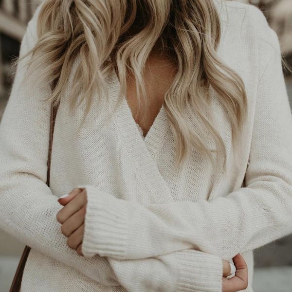 autumn sweaters deep v-neck cross knit sweater women jumper pullovers fashion long sleeve loose basis female outwear, White;black
autumn sweaters deep v-neck cross knit sweater women jumper pullovers fashion long sleeve loose basis female outwear, White;black