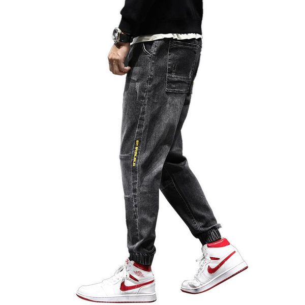 men's jeans autumn relaxed tapered men streetwear hiphop elastic waist joggers pants man casaul denm front pockets, Blue
men's jeans autumn relaxed tapered men streetwear hiphop elastic waist joggers pants man casaul denm front pockets, Blue