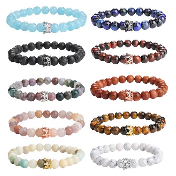 8mm fashion beads crown charm bracelet for men women agate tiger eye lava natural stone yoga handmade couple bracelet jewelry gift, Black
8mm fashion beads crown charm bracelet for men women agate tiger eye lava natural stone yoga handmade couple bracelet jewelry gift, Black