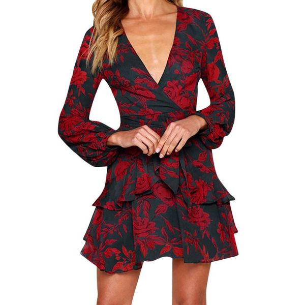 v-neck dress women summer floral print dresses women casual long sleeve ruffles mini dress boho beach jurken #bl3, Black;gray
v-neck dress women summer floral print dresses women casual long sleeve ruffles mini dress boho beach jurken #bl3, Black;gray