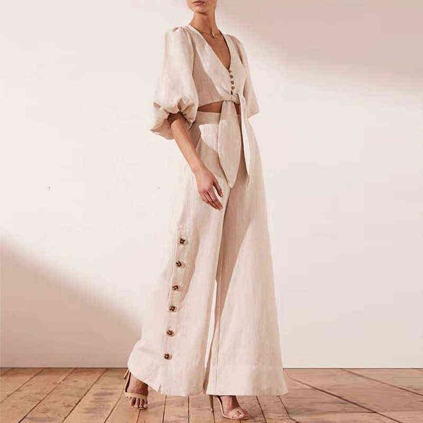 women's two piece pants chicever fashion casual sets female v neck puff half sleeve crop high waist wide leg womens suits yyqh, White
women's two piece pants chicever fashion casual sets female v neck puff half sleeve crop high waist wide leg womens suits yyqh, White