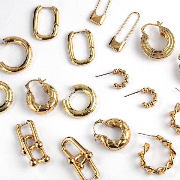 hoop & huggie fashion thick round circle threads textured earrings for women gold color minimalist design safety pin lock, Golden;silver
hoop & huggie fashion thick round circle threads textured earrings for women gold color minimalist design safety pin lock, Golden;silver