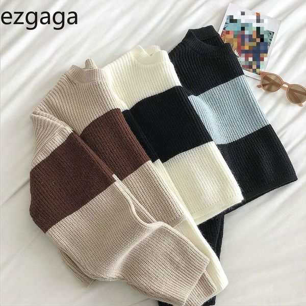 women's sweaters ezgaga stripe sweater women vintage o-neck contrast long sleeve crop loose autumn fashion pullover knitwear female, White;black
women's sweaters ezgaga stripe sweater women vintage o-neck contrast long sleeve crop loose autumn fashion pullover knitwear female, White;black
