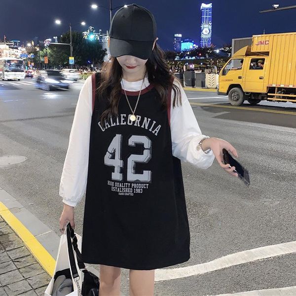women's polos autumn clothing 2021 style korean-style mock two-piece bf printed loose casual sporty long-sleeved t-shirt women, White
women's polos autumn clothing 2021 style korean-style mock two-piece bf printed loose casual sporty long-sleeved t-shirt women, White