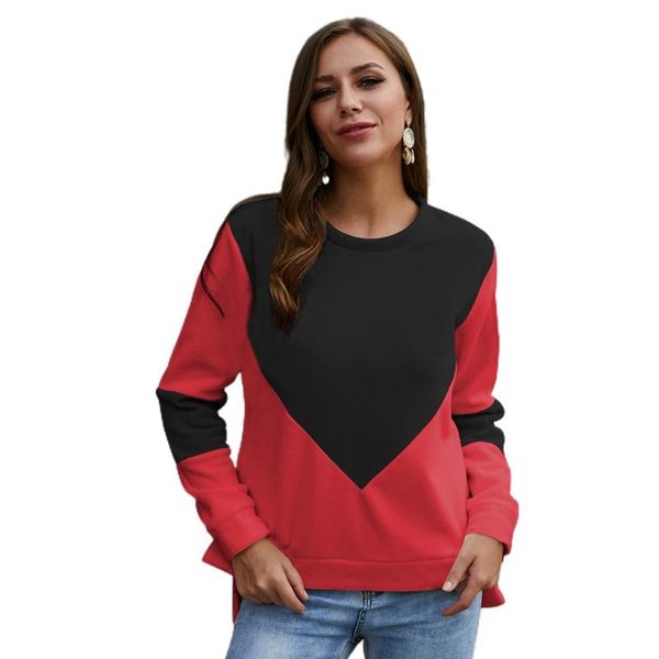 women casual crewneck long sleeve sweatshirt contrast color patchwork pullover, Black
women casual crewneck long sleeve sweatshirt contrast color patchwork pullover, Black