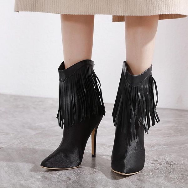 boots autumn winter tassel women black high heels pointed toe ladies shoes fashion stiletto mid calf zapatos mujer
boots autumn winter tassel women black high heels pointed toe ladies shoes fashion stiletto mid calf zapatos mujer
