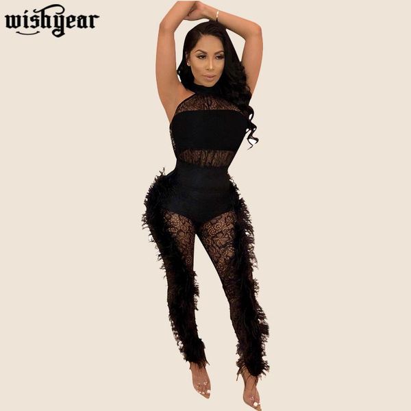feathers floral sheer lace embroidery halter jumpsuit sleeveless skinny romper night club party overalls women fashion outfits, Black;white
feathers floral sheer lace embroidery halter jumpsuit sleeveless skinny romper night club party overalls women fashion outfits, Black;white