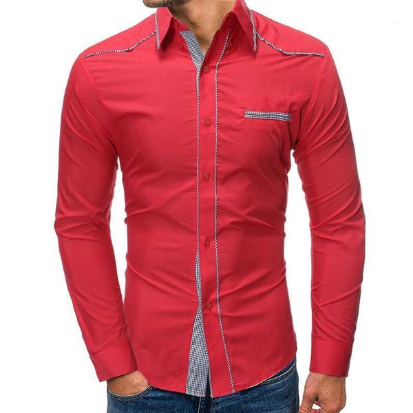 men's shirts fashion stitching long sleeve business shirt for male slim fit blouse men red blue new1, White;black
men's shirts fashion stitching long sleeve business shirt for male slim fit blouse men red blue new1, White;black