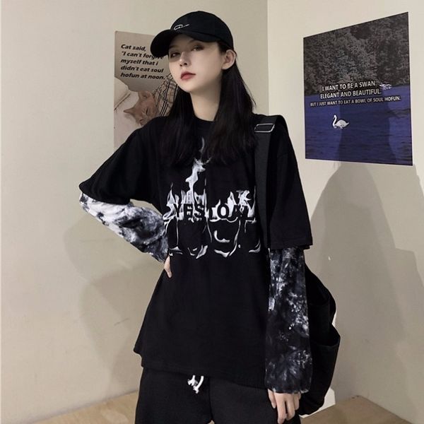 spring 2020 new fashion harajuku style bf loose tie coat t-shirt dye stitching fake two long sleeve t-shirt women ins trend ptlpf pt, White
spring 2020 new fashion harajuku style bf loose tie coat t-shirt dye stitching fake two long sleeve t-shirt women ins trend ptlpf pt, White