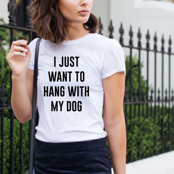 women casual tee i just want to hang with my dog t-shirt tumblr crewneck women hipster aesthetic outfits, White
women casual tee i just want to hang with my dog t-shirt tumblr crewneck women hipster aesthetic outfits, White
