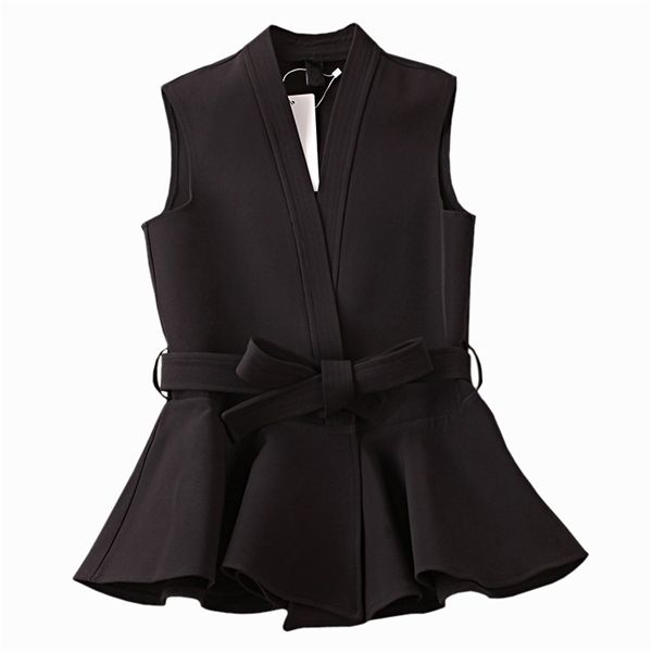 spring autumn women's jacekt wool blends coat korean temperament ruffled slim vest waistcoat office ladies clothes black 1023, Black;white
spring autumn women's jacekt wool blends coat korean temperament ruffled slim vest waistcoat office ladies clothes black 1023, Black;white