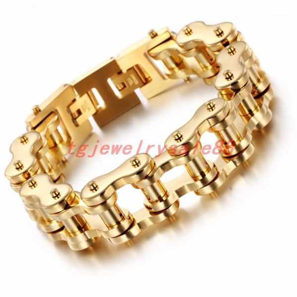 link, chain 18/22mm wide gold color stainless steel motorcycle bicycle link bracelet bangle for cool men's xmas 9"1, Black
link, chain 18/22mm wide gold color stainless steel motorcycle bicycle link bracelet bangle for cool men's xmas 9"1, Black