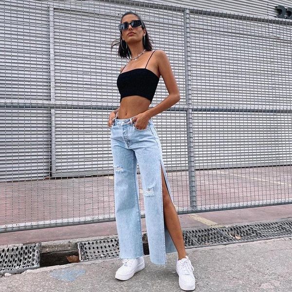 women's pants & capris ripped side split wide leg woman jeans hollow out baggy high waist mom solid cute denim fashion streetwear iamty, Black;white
women's pants & capris ripped side split wide leg woman jeans hollow out baggy high waist mom solid cute denim fashion streetwear iamty, Black;white