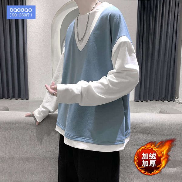 fake two piece plush sweater men's loose autumn and winter fashion brand ins design sense coat, Black
fake two piece plush sweater men's loose autumn and winter fashion brand ins design sense coat, Black