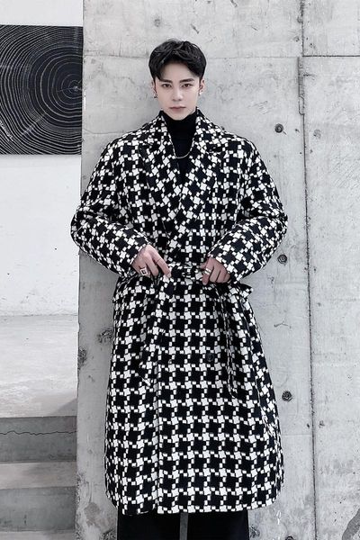 male women streetwear vintage casual loose trenchcoat outerwear men belt woolen thicken long plaid trench coat overcoat, Tan;black
male women streetwear vintage casual loose trenchcoat outerwear men belt woolen thicken long plaid trench coat overcoat, Tan;black