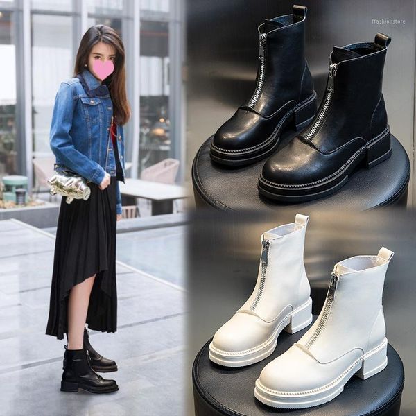 boots women autumn winter 2021 british style versatile shoes front zipper leather short1, Black
boots women autumn winter 2021 british style versatile shoes front zipper leather short1, Black