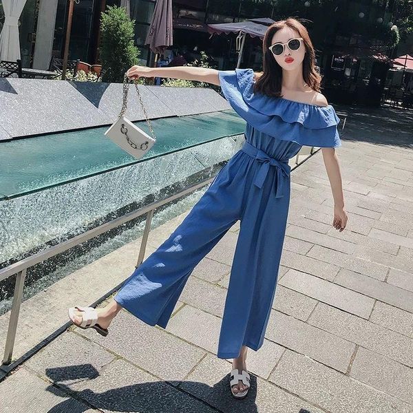 women 2020 fashion summer slash neck off shoulder full length casual jumpsuit sashes female solid playsuit holiday romper n385, Black;white
women 2020 fashion summer slash neck off shoulder full length casual jumpsuit sashes female solid playsuit holiday romper n385, Black;white