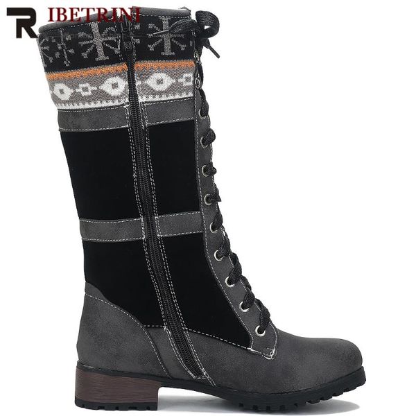 ribetrini ins dropship female mid calf boots patchwork lace up low heel lace up boots women casual flock autumn shoes woman, Black
ribetrini ins dropship female mid calf boots patchwork lace up low heel lace up boots women casual flock autumn shoes woman, Black