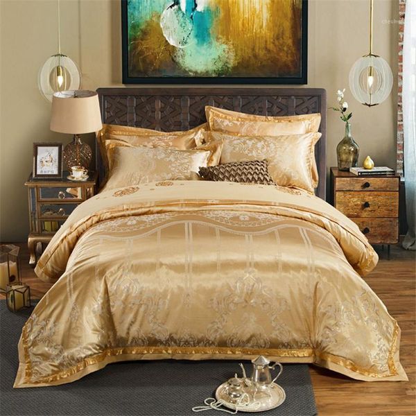 luxury silk cotton jacquard golden classic bedding set silky smooth duvet cover bed sheet pillowcases king size jpcs1
luxury silk cotton jacquard golden classic bedding set silky smooth duvet cover bed sheet pillowcases king size jpcs1