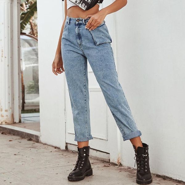 solid color slim denim jeans women's streetwear high waisted straight leg pants with pockets pantalones vaqueros mujer trousers, Blue
solid color slim denim jeans women's streetwear high waisted straight leg pants with pockets pantalones vaqueros mujer trousers, Blue