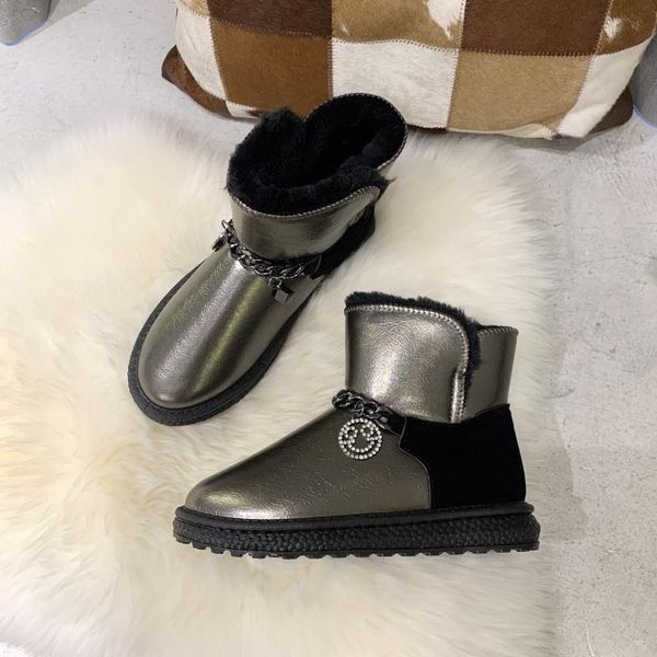 women ankle boot comfortable warm short plush winter shoes woman boots female fashion metal chain pu leather snow boots ladies, Black
women ankle boot comfortable warm short plush winter shoes woman boots female fashion metal chain pu leather snow boots ladies, Black