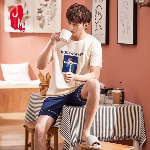 summer men pajama sets 100% cotton short sleeve nightwear pyjama short pant casual sleepwear pajamas suit sleep clothing lj201113, Black;brown
summer men pajama sets 100% cotton short sleeve nightwear pyjama short pant casual sleepwear pajamas suit sleep clothing lj201113, Black;brown