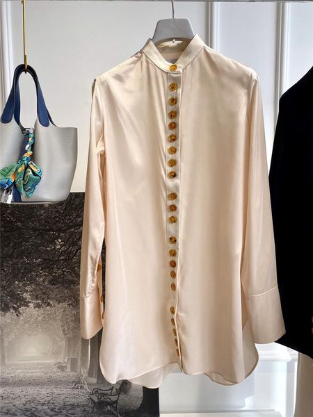 women mid-length blouse 2020 early autumn single-breasted multi-button long-sleeved lady silk shirt o-neck female blouses, White
women mid-length blouse 2020 early autumn single-breasted multi-button long-sleeved lady silk shirt o-neck female blouses, White