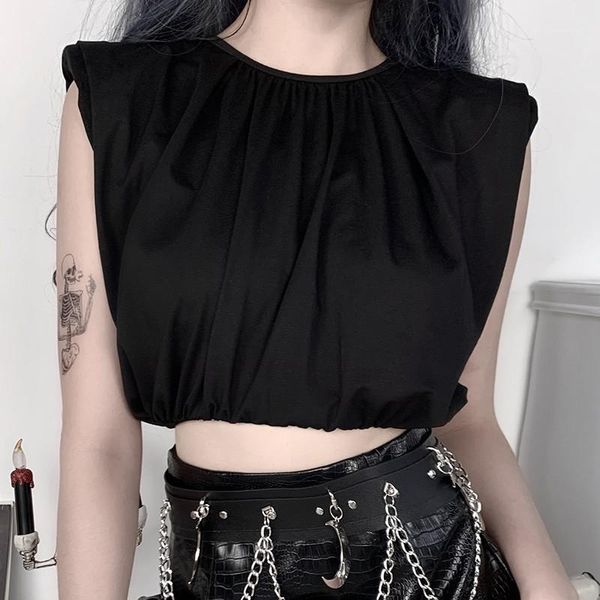 summer women streetwear slim fit tank ruffle sleeve solid black club casual shirt lady elastic high waist crop, White
summer women streetwear slim fit tank ruffle sleeve solid black club casual shirt lady elastic high waist crop, White