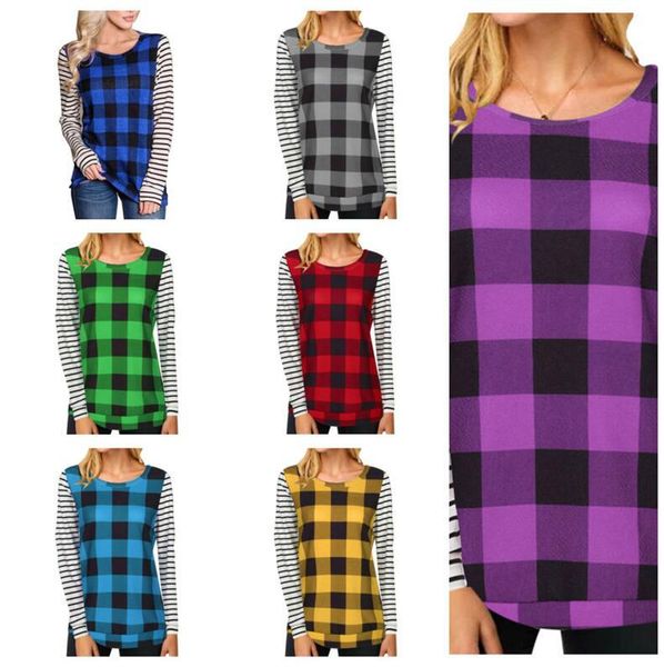 womens plaid patchwork blouses 2021 designers t-shirt long sleeve pullover hoodie striped checkered t shirt sweat shirt outfits g11205, White
womens plaid patchwork blouses 2021 designers t-shirt long sleeve pullover hoodie striped checkered t shirt sweat shirt outfits g11205, White