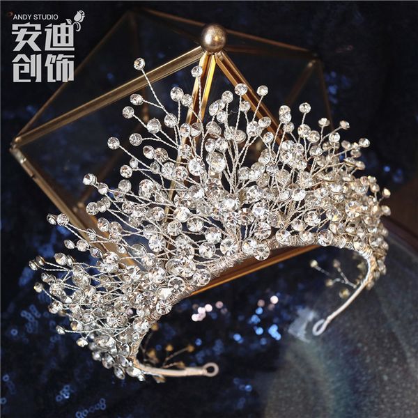 silver super large round luxury princess queen crown headdress crystal high grade bridal jewelry wedding dress accessories
silver super large round luxury princess queen crown headdress crystal high grade bridal jewelry wedding dress accessories