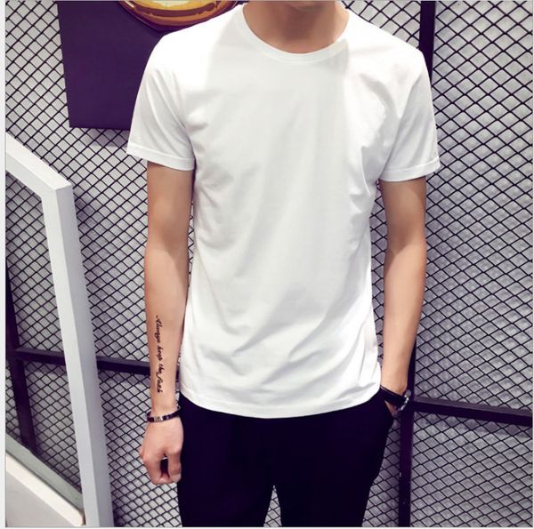 short sleeve t-shirt, round neck, slim fitting, super couple's wear, men's solid color base shirt in summer, White;black
short sleeve t-shirt, round neck, slim fitting, super couple's wear, men's solid color base shirt in summer, White;black