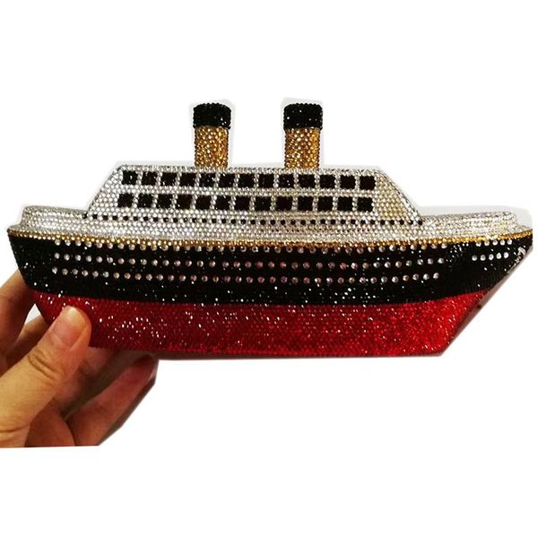 xiyuan brand full crystal clutch bags ship steamer shape red/black diamond metal evening clutches purse ladies shoulder handbags 
xiyuan brand full crystal clutch bags ship steamer shape red/black diamond metal evening clutches purse ladies shoulder handbags