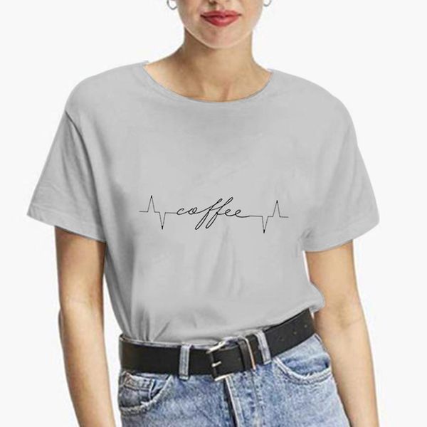 wt20370 personality creative ecg coffee printing women's short-sleeved round neck cotton loose large size t-shirt, White
wt20370 personality creative ecg coffee printing women's short-sleeved round neck cotton loose large size t-shirt, White