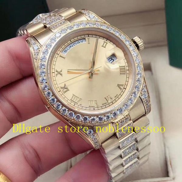 18 model men's 41mm president day date diamond bezel yellow gold rose gold 228348 228345 and diamond bracelet asia 2813 automatic watch, Slivery;brown
18 model men's 41mm president day date diamond bezel yellow gold rose gold 228348 228345 and diamond bracelet asia 2813 automatic watch, Slivery;brown