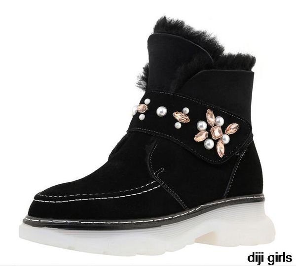 boots snow women's winter shoes cow suede pearl rivet decoration keep warm ankle bottes femme, Black
boots snow women's winter shoes cow suede pearl rivet decoration keep warm ankle bottes femme, Black