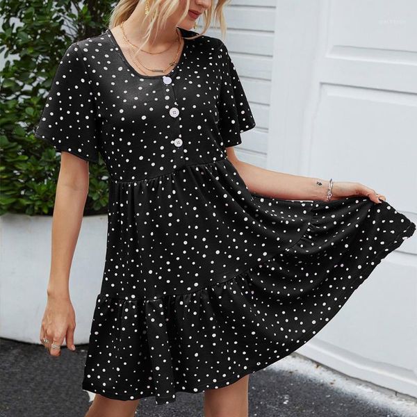 cover-ups 2021 summer polka dot printing bohemian dress women's ladies loose button o-neck short sleeve mini dress1
cover-ups 2021 summer polka dot printing bohemian dress women's ladies loose button o-neck short sleeve mini dress1