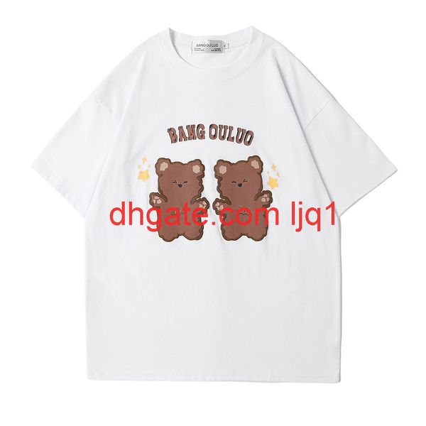 cartoon bear print short sleeve t-shirt men's ins tide brand round neck 5-sleeve bf lazy style trend loose half sleeve, White;black
cartoon bear print short sleeve t-shirt men's ins tide brand round neck 5-sleeve bf lazy style trend loose half sleeve, White;black