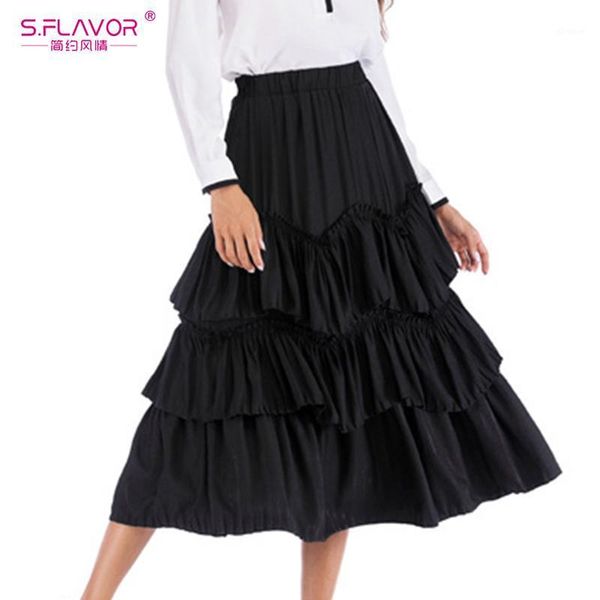 s.flavor 2020 winter women retro solid skirt casual a line pleated party cake skirts high waist midi mujer faldas1, Black
s.flavor 2020 winter women retro solid skirt casual a line pleated party cake skirts high waist midi mujer faldas1, Black