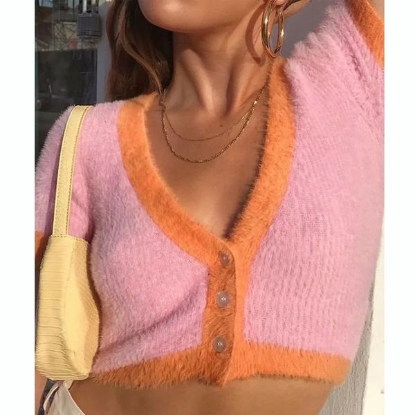 new korean pink cropped cardigan crop womens knitwear sweaters autumn short sleeve v-neck cardigan mohair sweater y200910, White;black
new korean pink cropped cardigan crop womens knitwear sweaters autumn short sleeve v-neck cardigan mohair sweater y200910, White;black