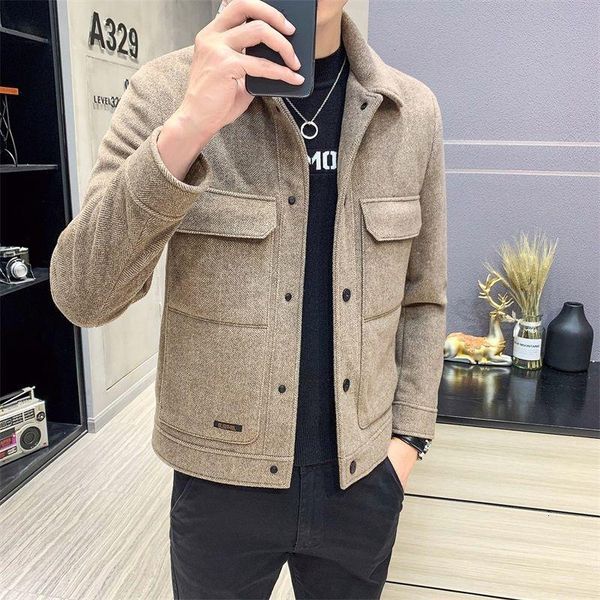 men's jackets mrgoldenbowl autumn and spring jacket turn-down collar single breasted solid casual style men slim woolen, Black;brown
men's jackets mrgoldenbowl autumn and spring jacket turn-down collar single breasted solid casual style men slim woolen, Black;brown
