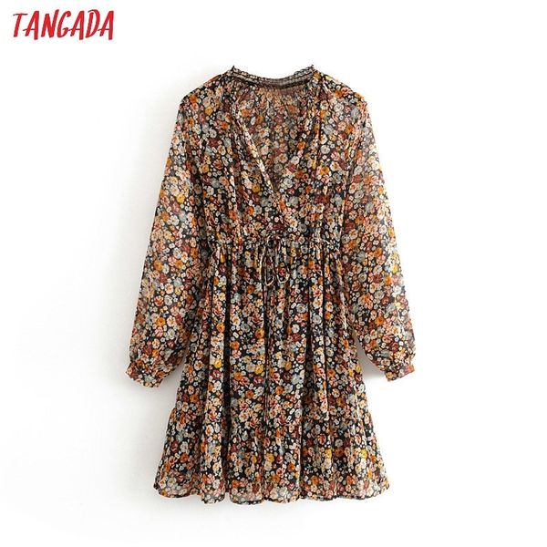 tangada fashion women sweet flowers print chiffon dress v neck stretch waist long sleeve ladies mini dress vestidos 3h361 y200805, Black;pink
tangada fashion women sweet flowers print chiffon dress v neck stretch waist long sleeve ladies mini dress vestidos 3h361 y200805, Black;pink