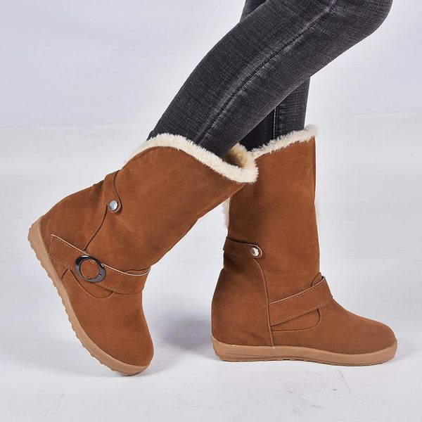 women's snow boot long snow boots warm plush inside flock winter new shoes plaftform lapel flanging thicken buckle boots, Black
women's snow boot long snow boots warm plush inside flock winter new shoes plaftform lapel flanging thicken buckle boots, Black