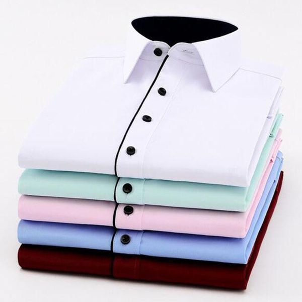 men's dress shirts england style long sleeve turn-down collar for men formal cloth solid candy color wash and wear camisa1, White;black
men's dress shirts england style long sleeve turn-down collar for men formal cloth solid candy color wash and wear camisa1, White;black