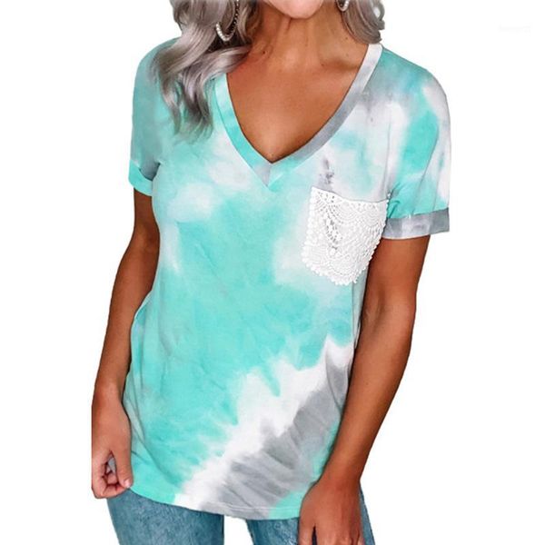 european and american women's fashion tie-dye printed v-neck short-sleeved women's summer plus size t-shirts1, White
european and american women's fashion tie-dye printed v-neck short-sleeved women's summer plus size t-shirts1, White