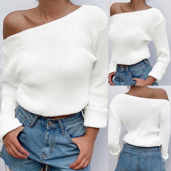 autumn women's irregular oblique neck one off shoulder tight sweater, White;black
autumn women's irregular oblique neck one off shoulder tight sweater, White;black