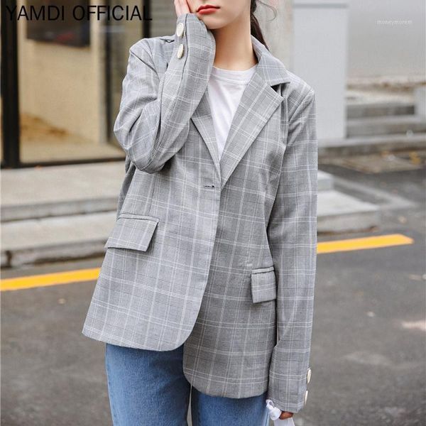 women's suits & blazers yamdi plaid women blazer jacket female notched one button woman suit outwear korean office ladies outerwear 202, White;black
women's suits & blazers yamdi plaid women blazer jacket female notched one button woman suit outwear korean office ladies outerwear 202, White;black