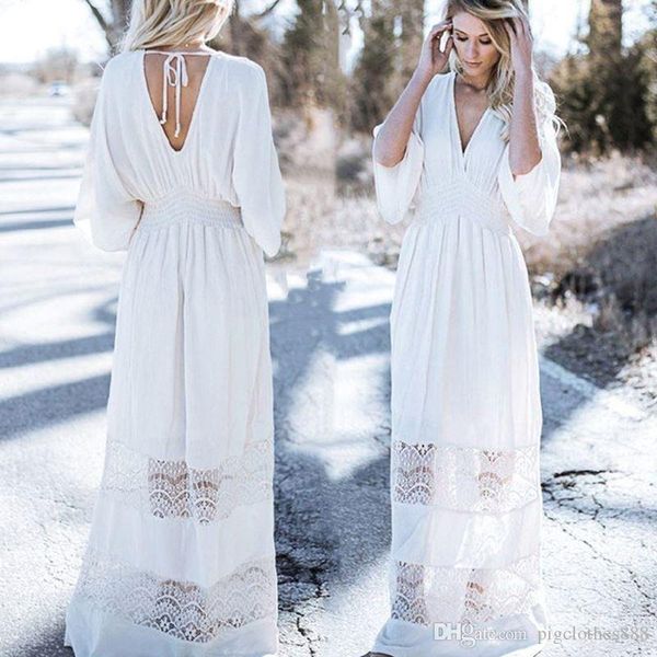 women elegant lace embroidery dress short sleeve v-neck hollow out summer maxi white party dress long casual prom evening dress, White;black
women elegant lace embroidery dress short sleeve v-neck hollow out summer maxi white party dress long casual prom evening dress, White;black